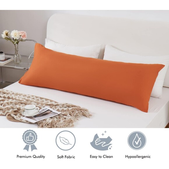 Body Pillowcase Cover Comfy Soft Burnt Orange mircrofiber  20"x54" - Picture 2 of 3